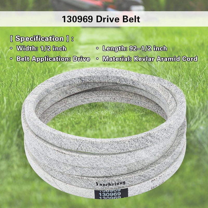 Dofank 532130969 592855201 Drive Belt Kevlar for 130969 Craftsman Drive Belt YT3000, YT4000, YS4500, Husqvarna YTH22V46, YTH24V48, YTH24V54, YTH24K48, LGT2654 - Aramid Cord, 1/2'' x 92-1/2'' - Image 2
